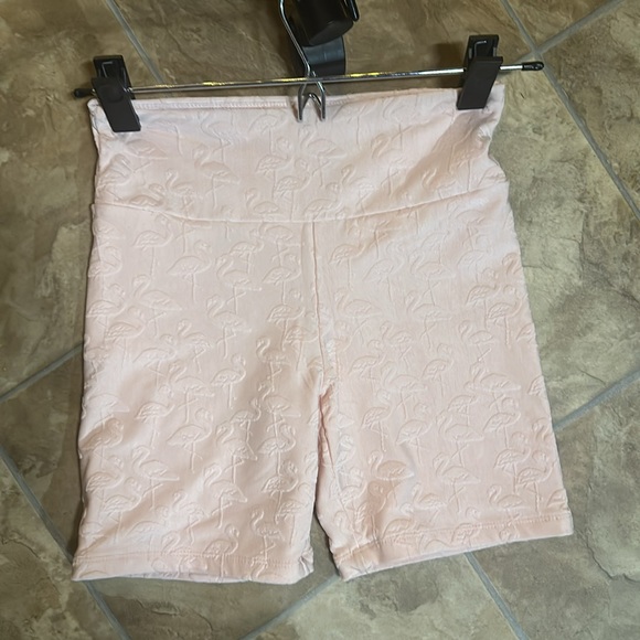 Twenty Montreal baby pink flamingo biker athletic yoga shorts XS - Picture 2 of 6